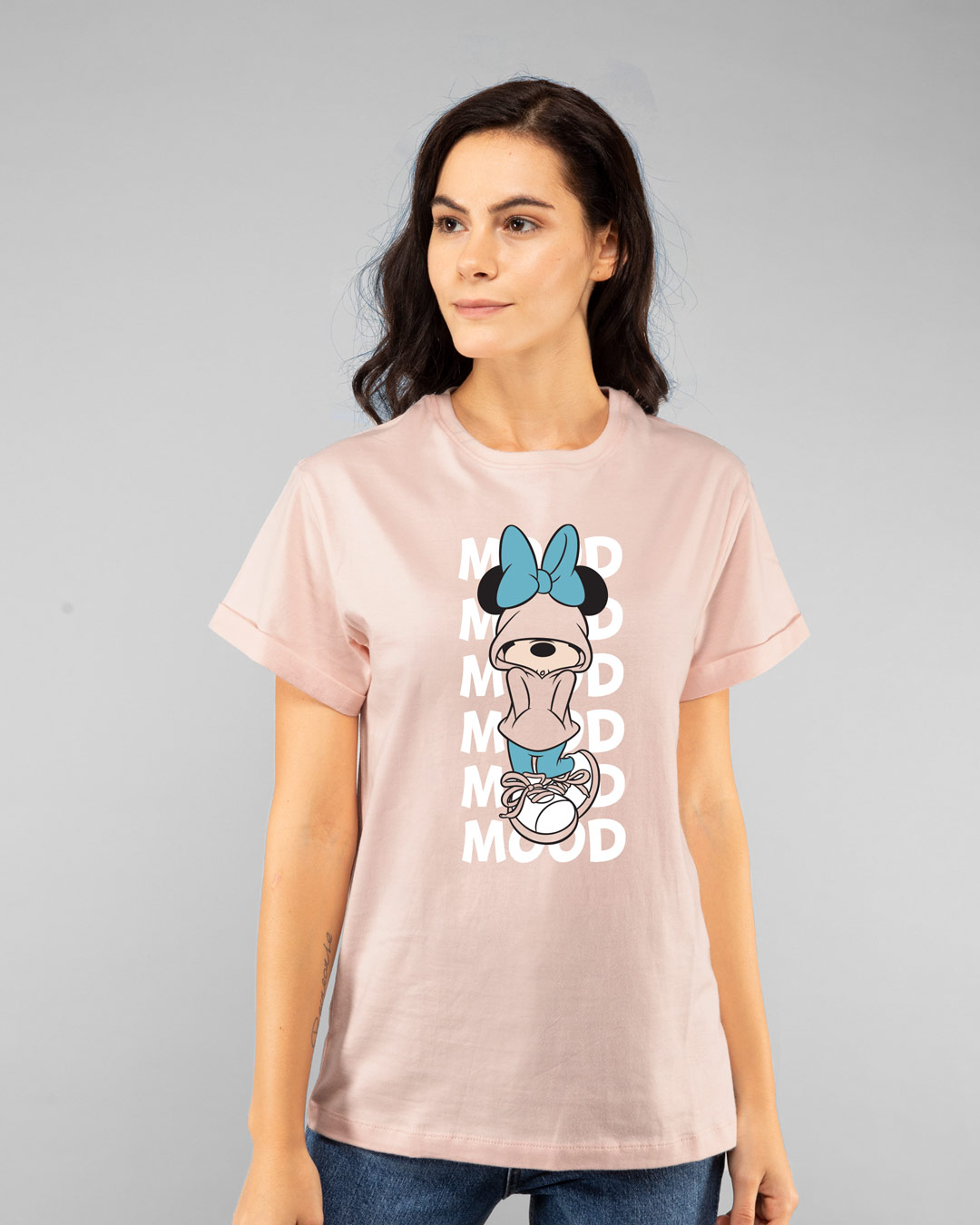 

Minnie Mood Boyfriend T-Shirt (DL) Women' Printed Boyfriend T-Shirts Bewakoof.com, Pink