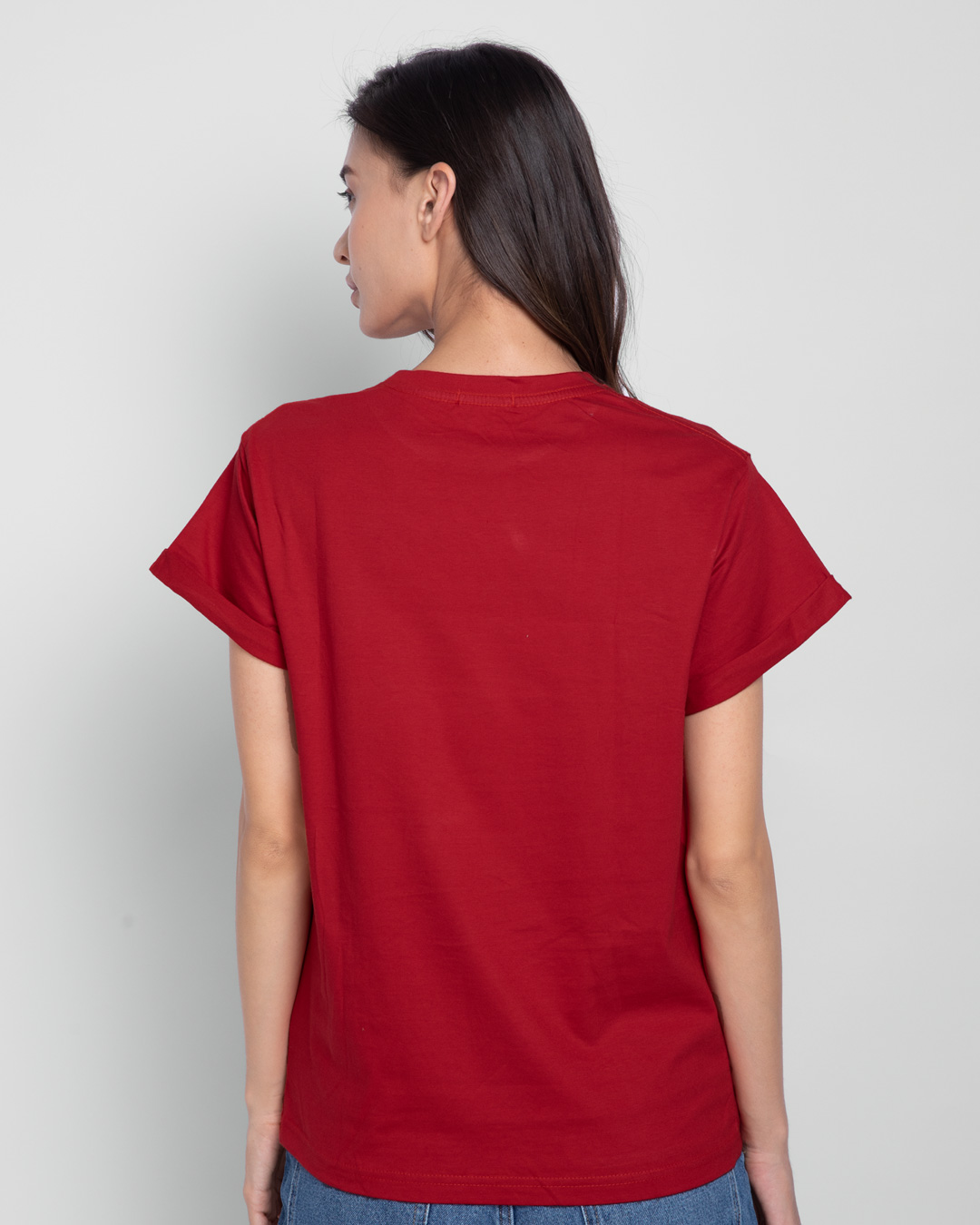 Shop Women's Red Minnie Graphic Printed Boyfriend T-shirt-Back