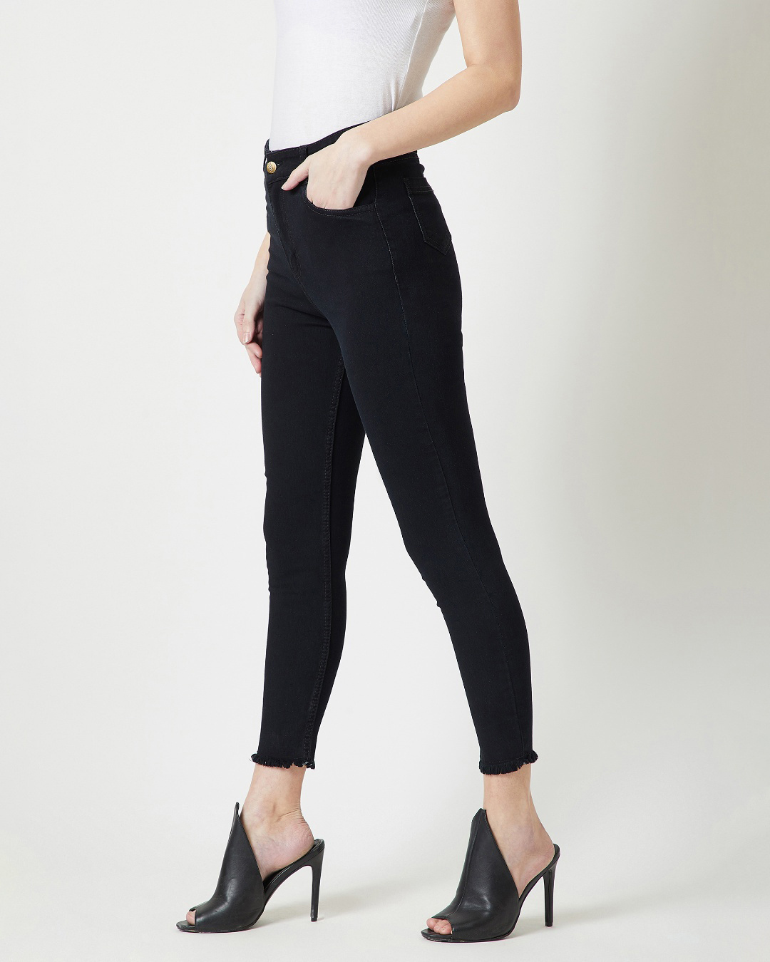 Shop Women's Black  High Rise Skinny Fit Jeans-Back
