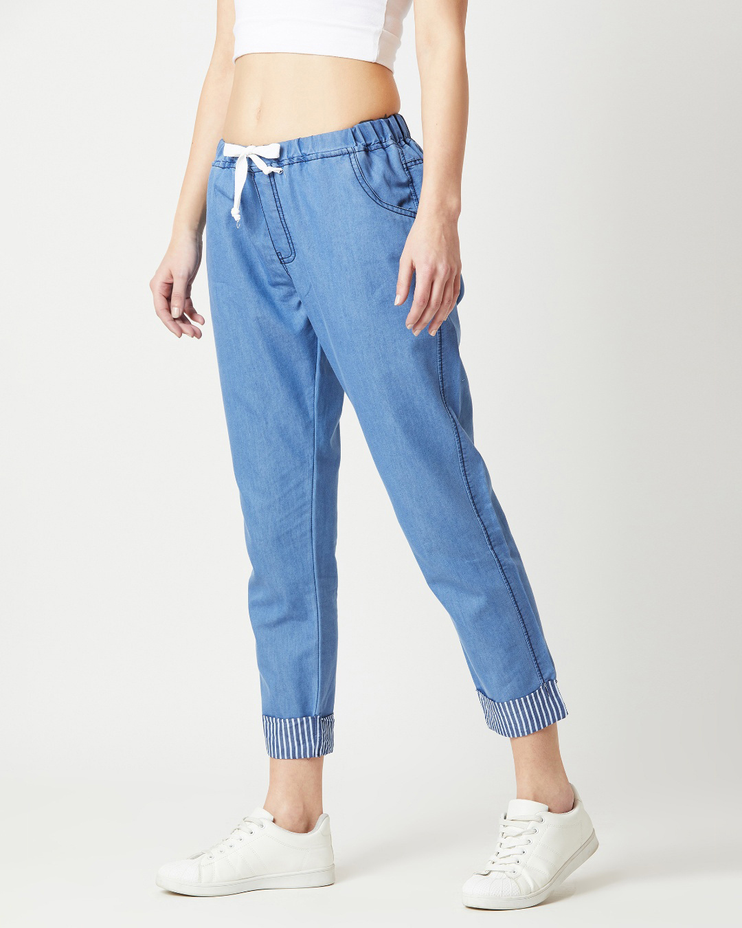 Shop Women's Blue  High Rise Relaxed Fit Joggers-Back