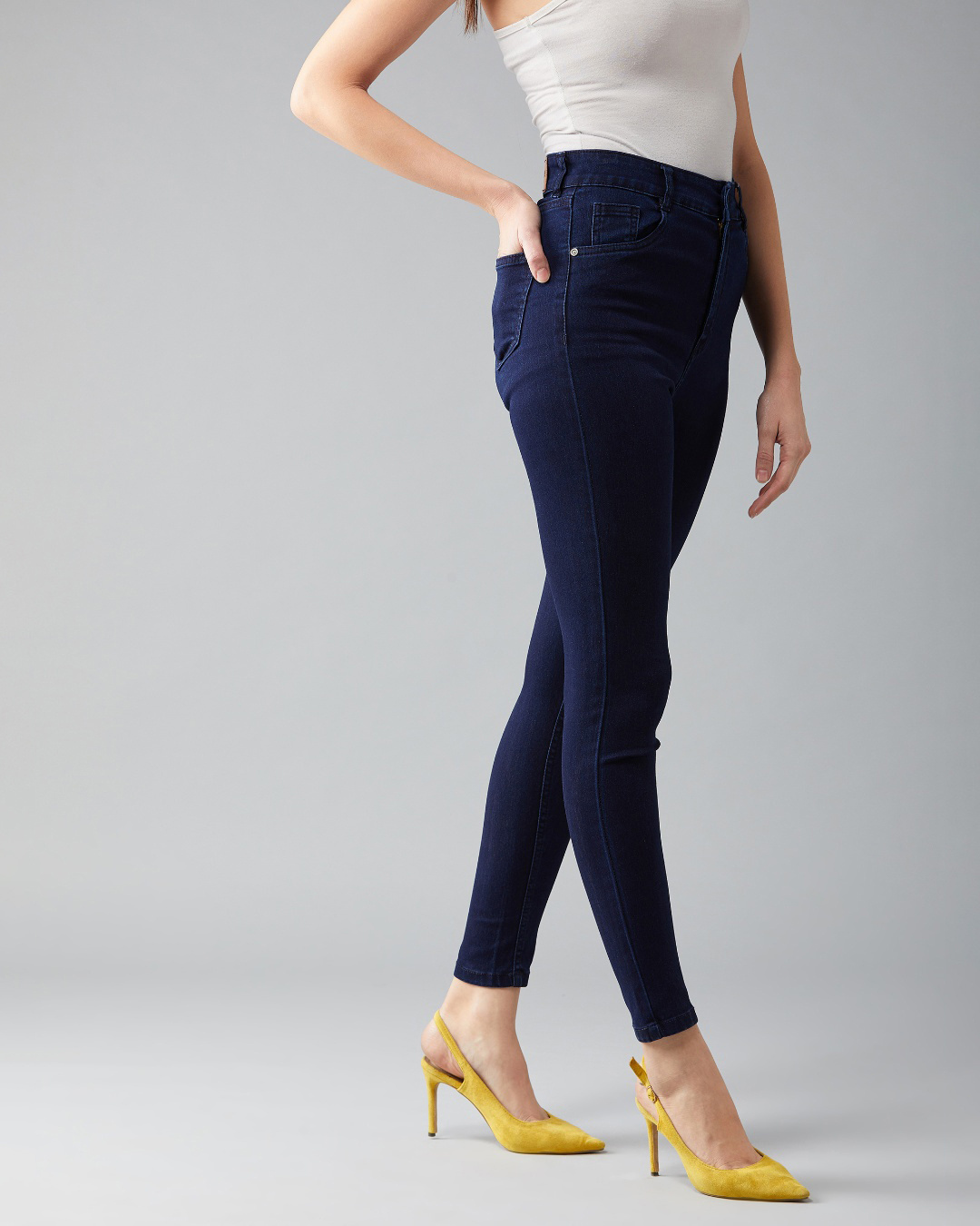 Shop Women's Blue  High Rise Skinny Fit Jeans-Back