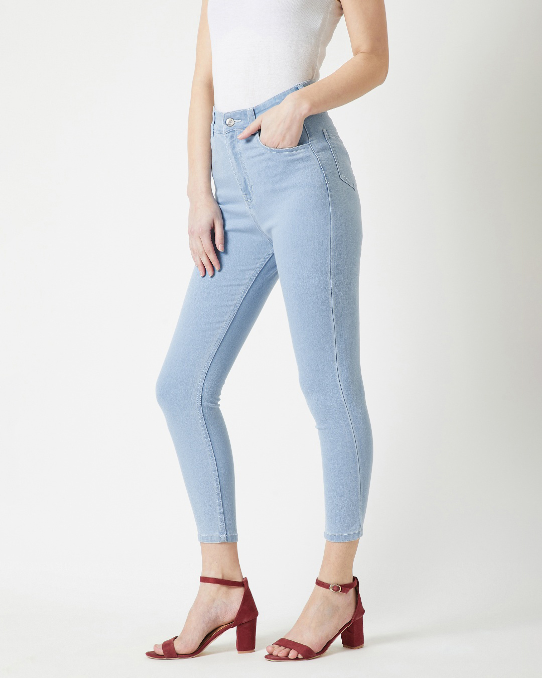 Shop Women's Blue  High Rise Skinny Fit Jeans1-Back