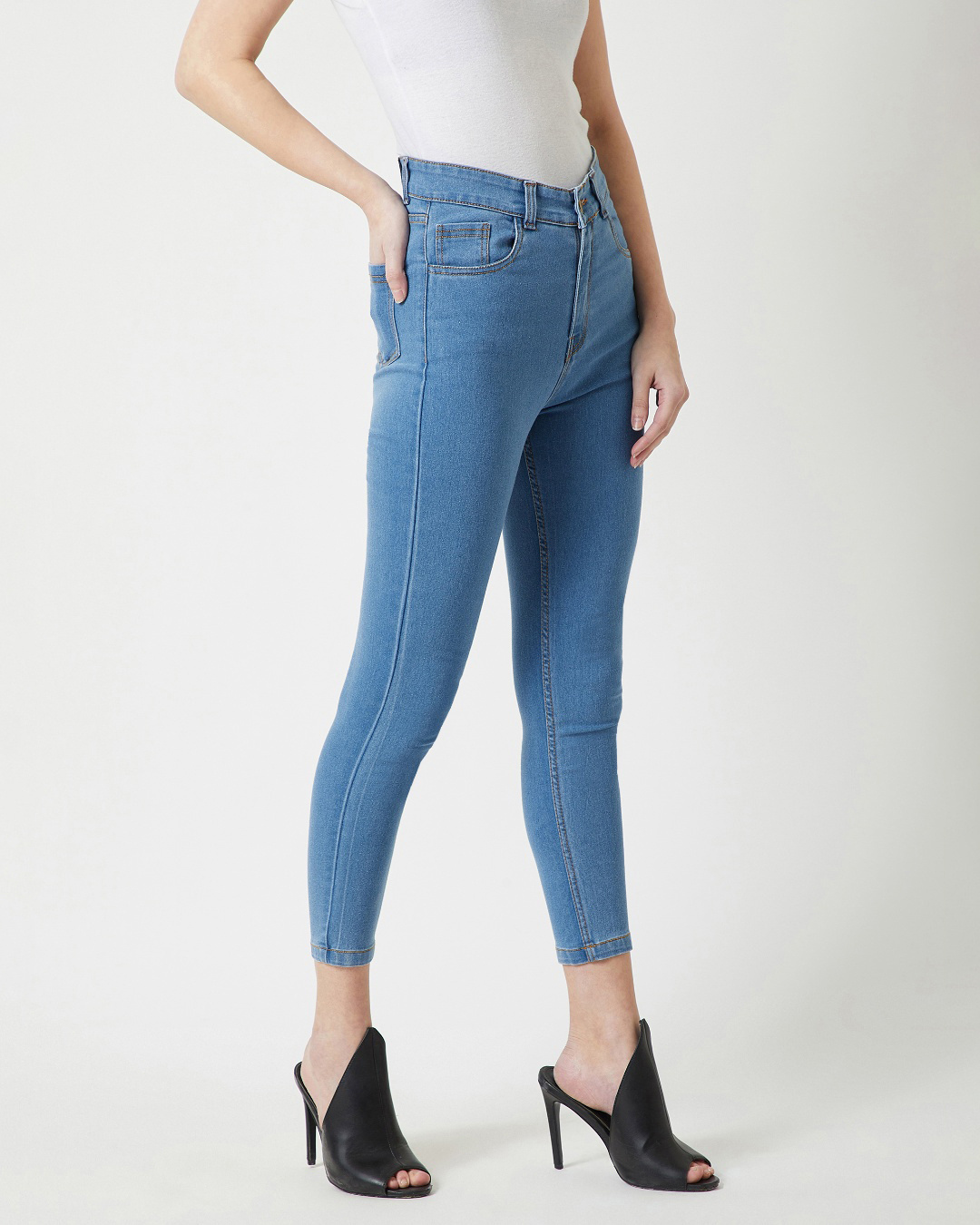 Shop Women's Blue  High Rise Skinny Fit Jeans2-Back