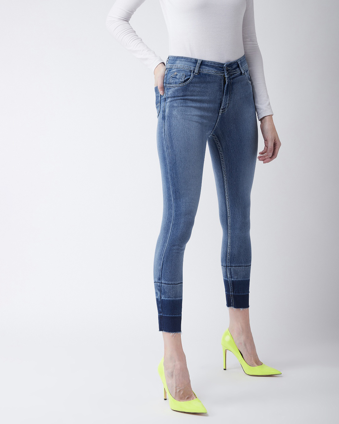 Shop Women's Blue Washed High Rise Skinny Fit Jeans-Back