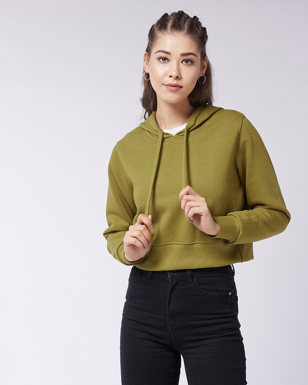 Shop Women's Green  Relaxed Fit Hoodie-Back