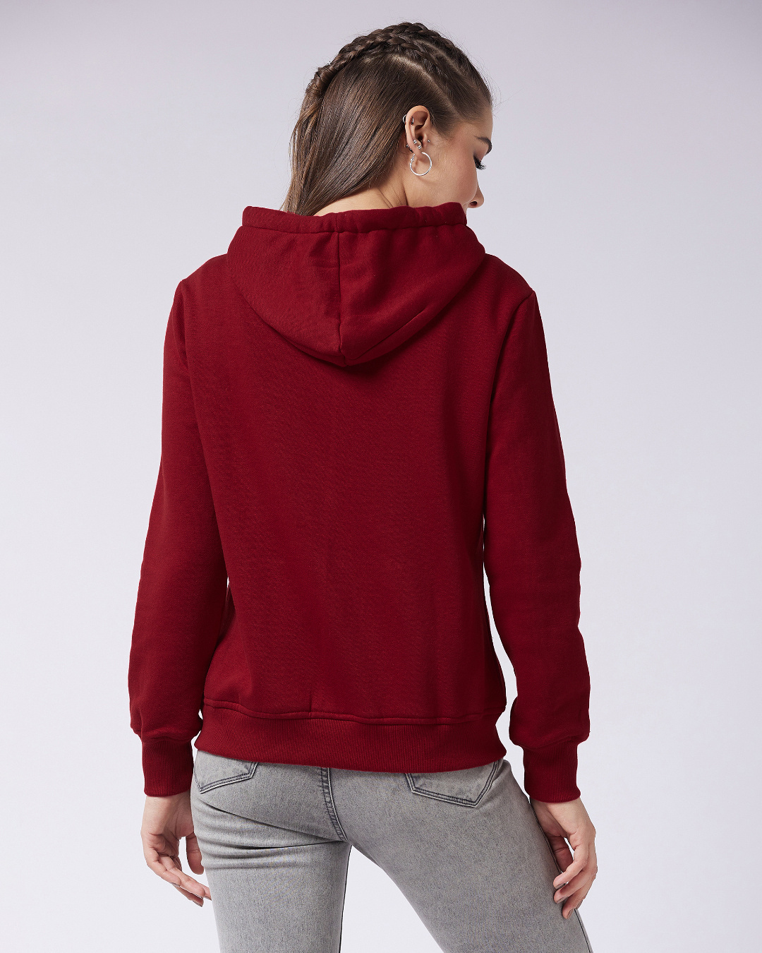 Shop Women's Maroon  Relaxed Fit Hoodie-Back