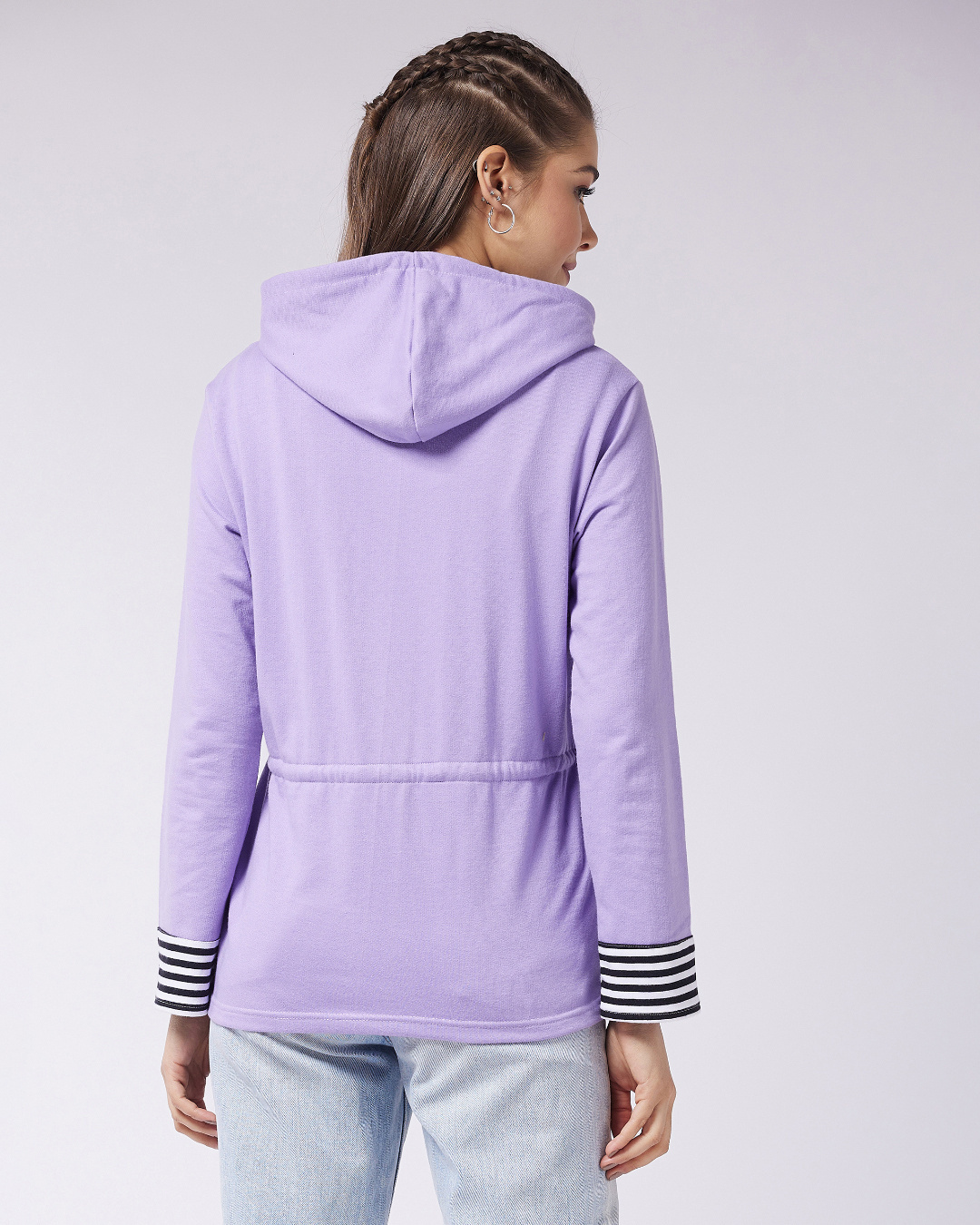 Shop Women's Purple  Relaxed Fit Hoodie-Back