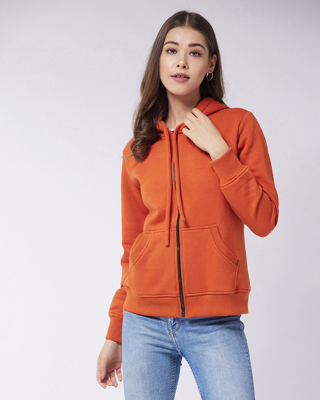 Shop Women's Red  Relaxed Fit Hoodie-Back