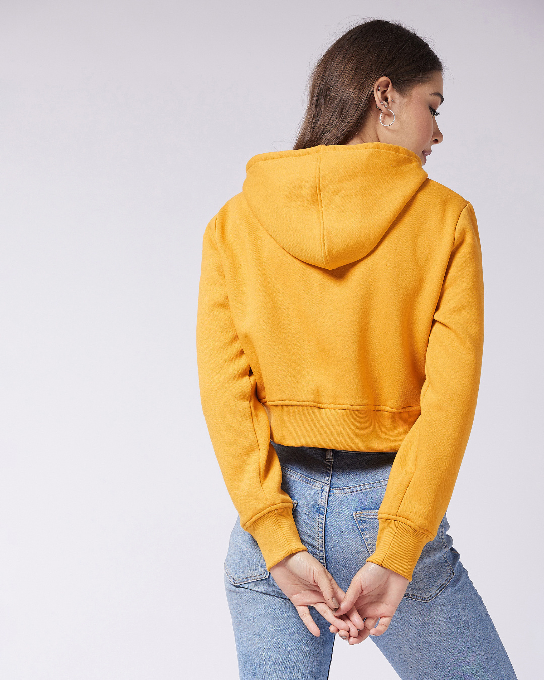 Shop Women's Yellow  Oversized Fit Hoodie-Back