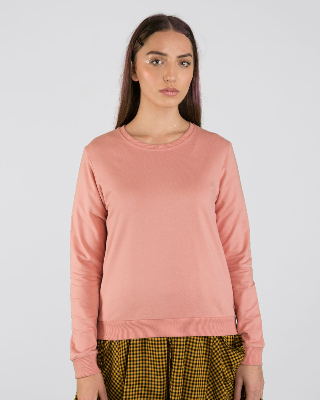 pink fleece sweatshirt