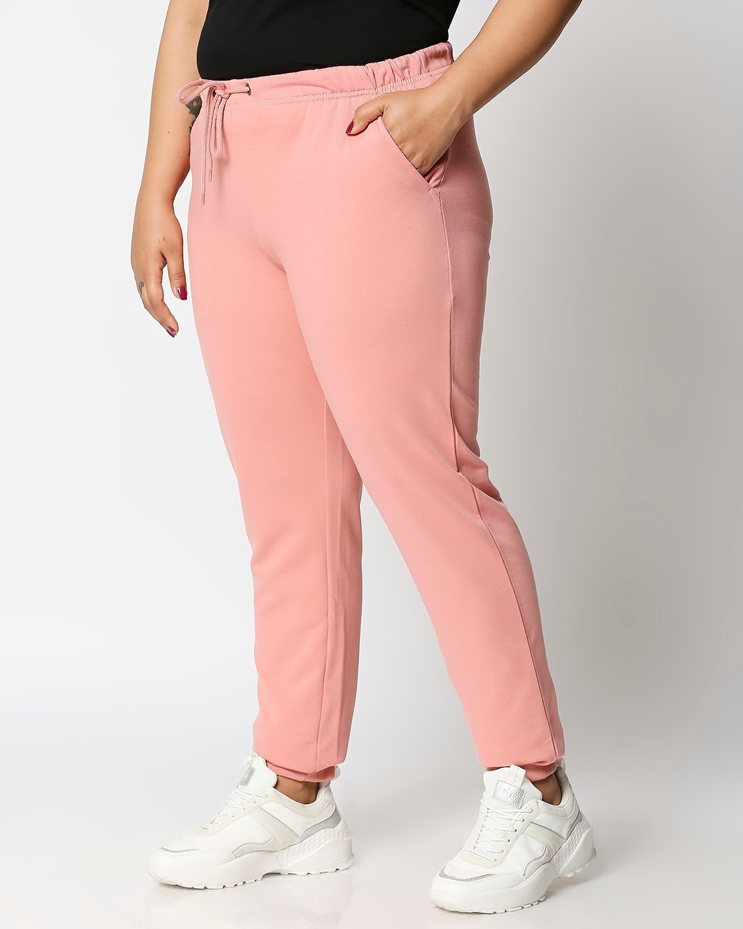 Shop Misty Pink Plus Size Casual Jogger Pants-Back