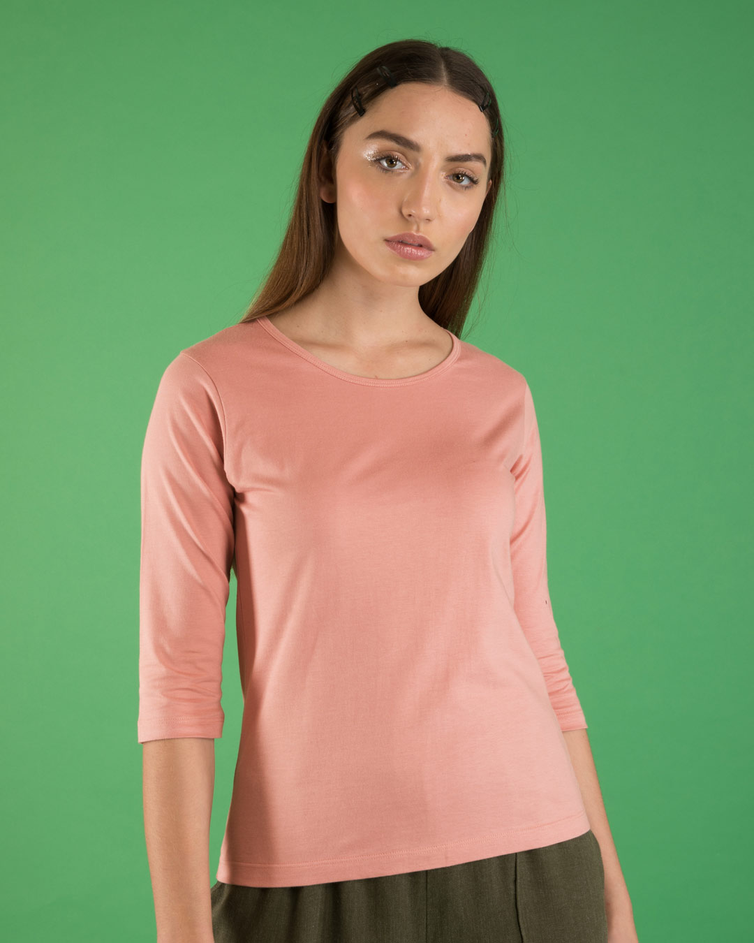 Shop Misty Pink Round Neck 3/4th Sleeve T-Shirt-Back