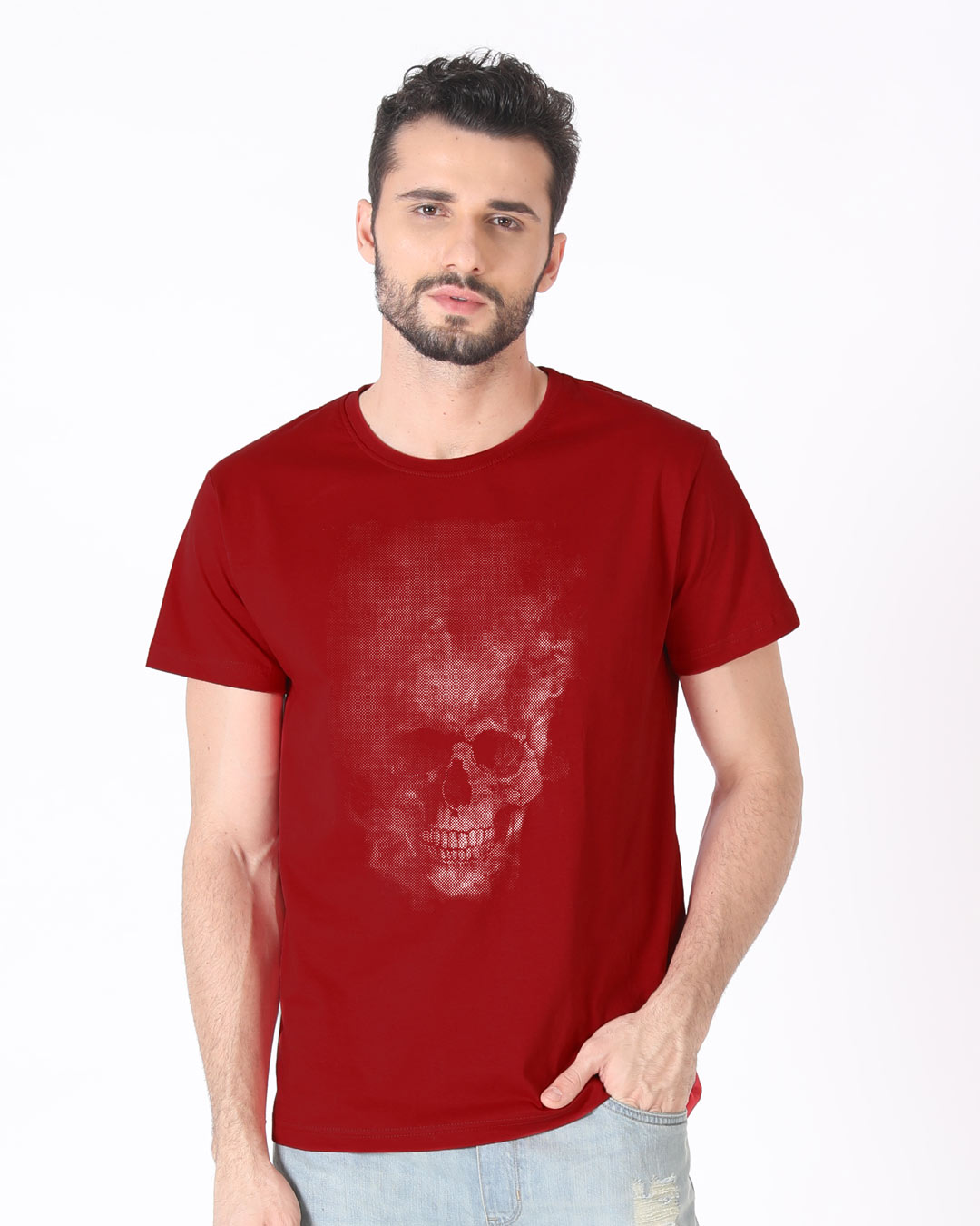 Shop Misty Skull Half Sleeve T-Shirt-Back