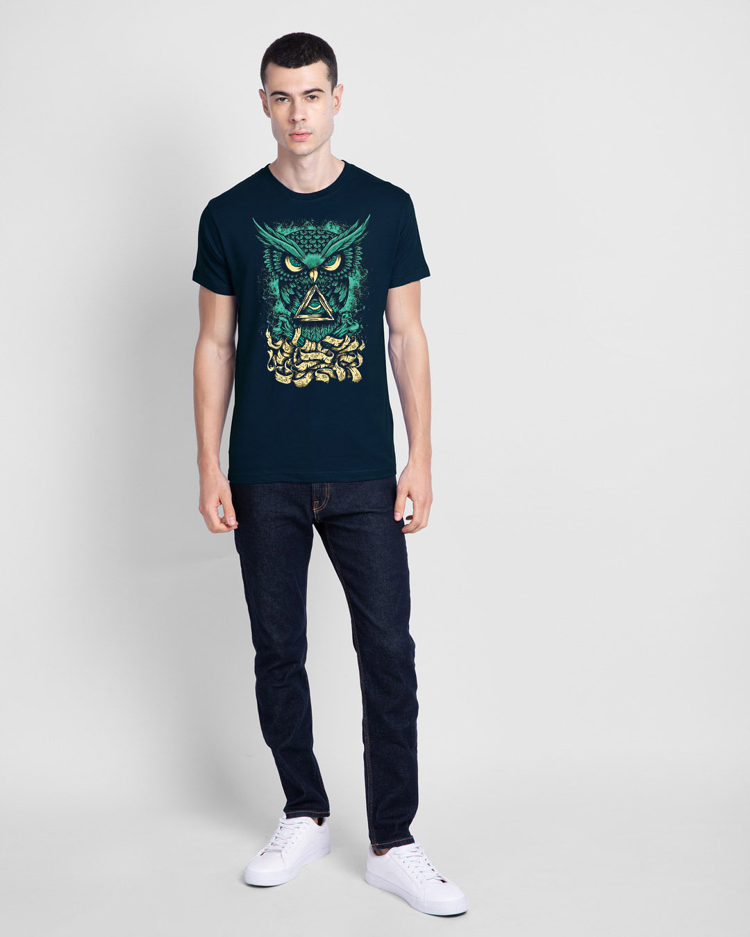 Shop Green Owl Half Sleeve T-Shirt-Back