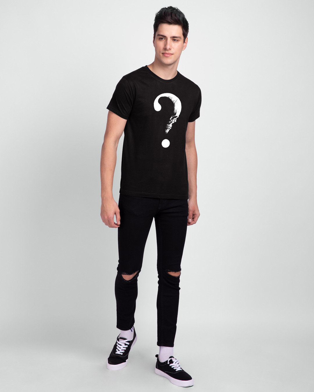 Shop Question Mark Skull Half Sleeve T-Shirt-Back