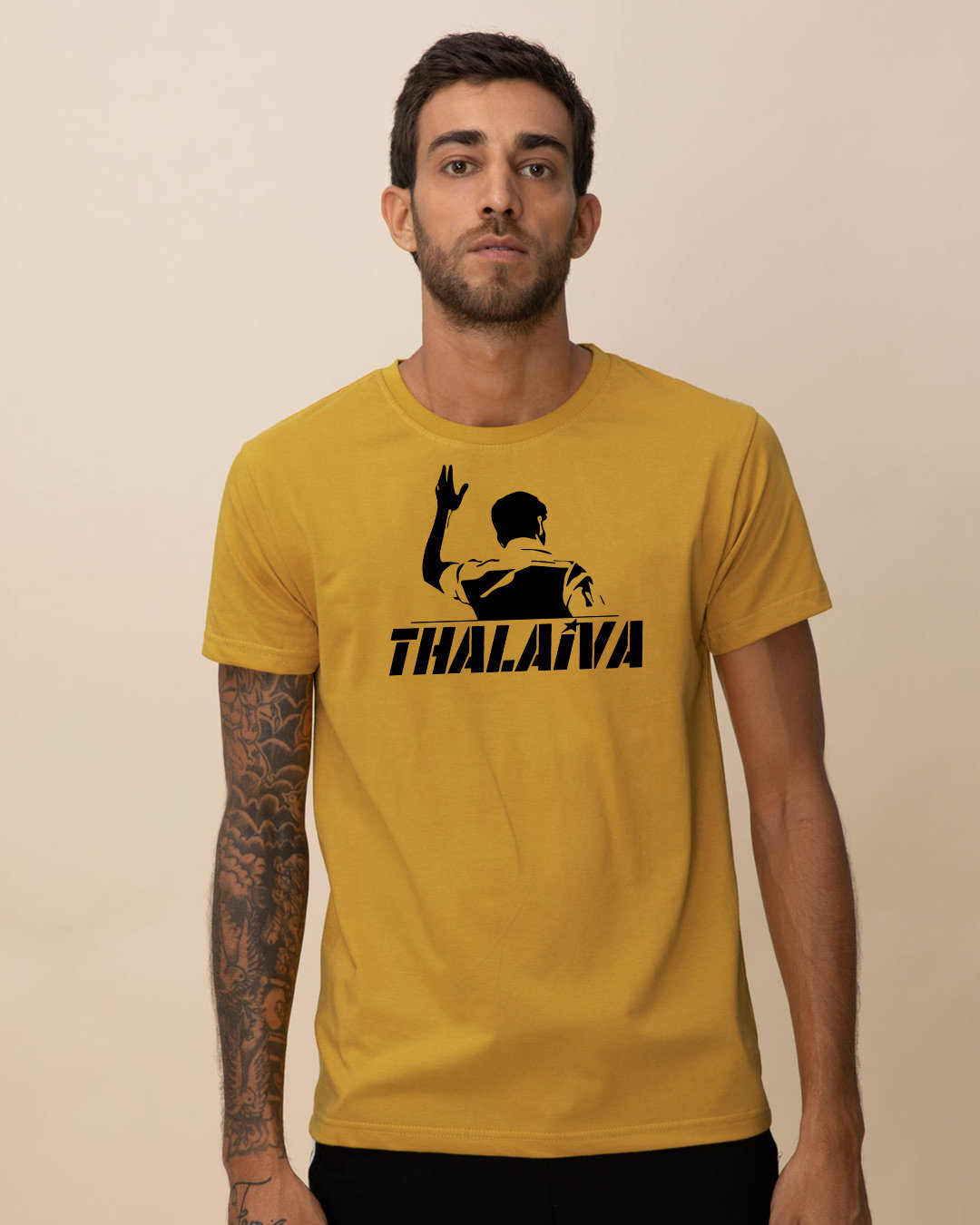 Buy MOJOTRACK Thalaiva Mens Half Sleeve T-Shirt for Men Yellow ...