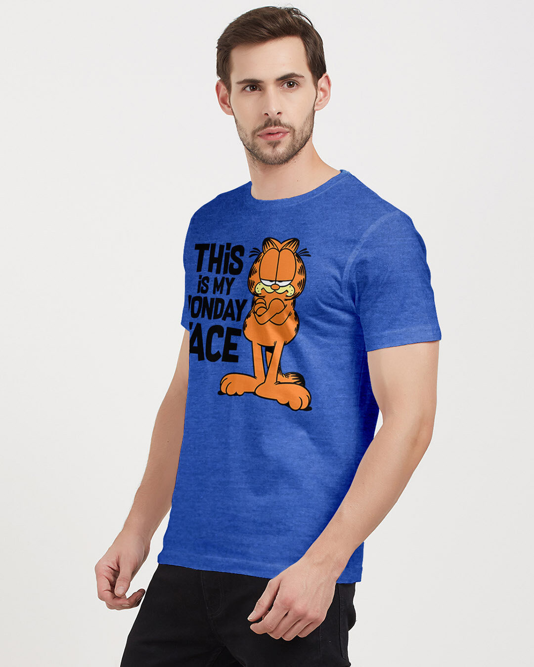 Shop Monday Face - Garfield Official Half Sleeves Cotton T-shirt-Back