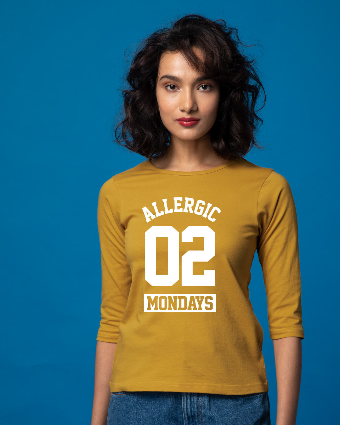 Buy Monday Fever Round Neck 3/4th Sleeve T-Shirt for Women yellow Online at Bewakoof