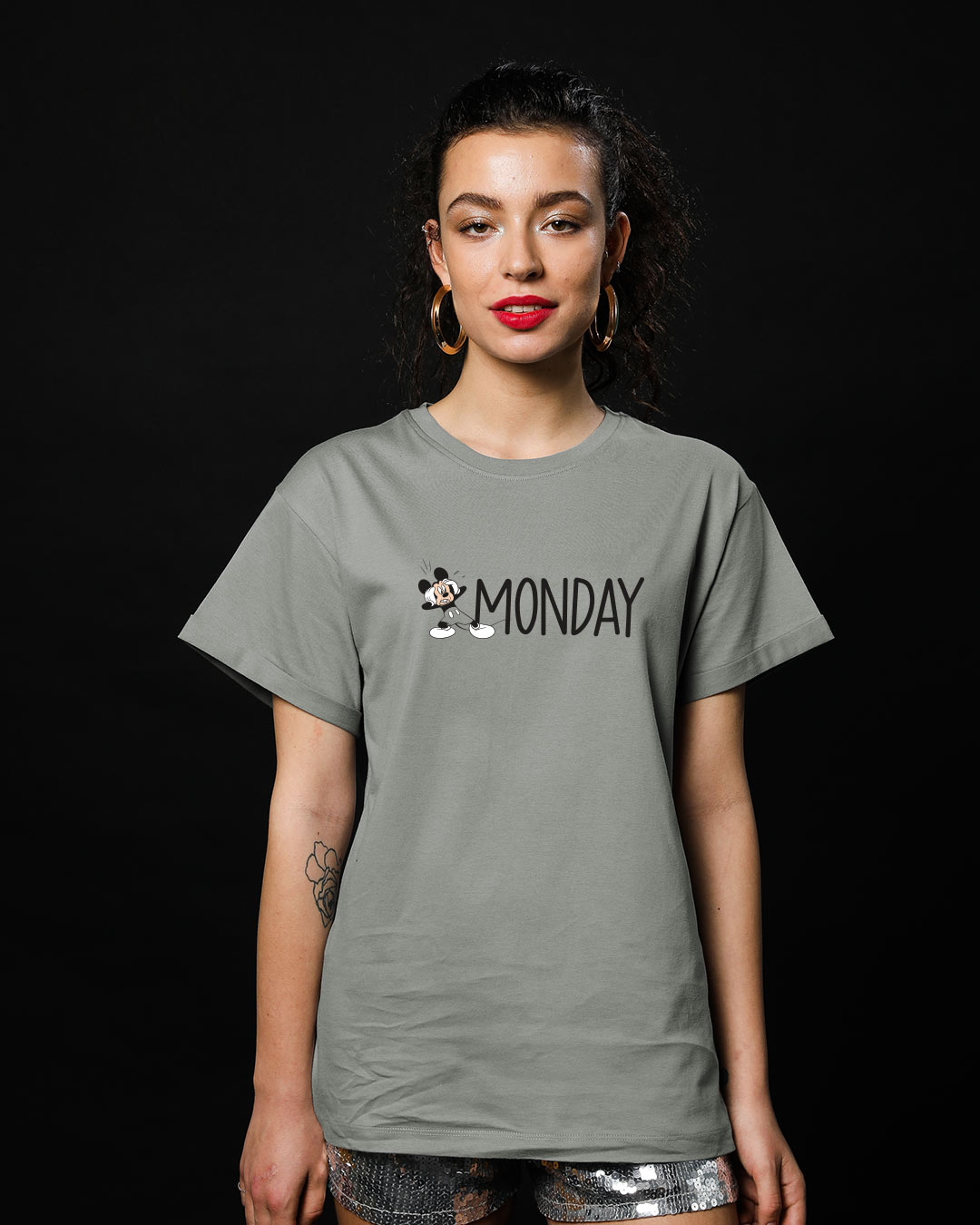 Shop Monday Mickey Boyfriend T-Shirt (DL)-Back