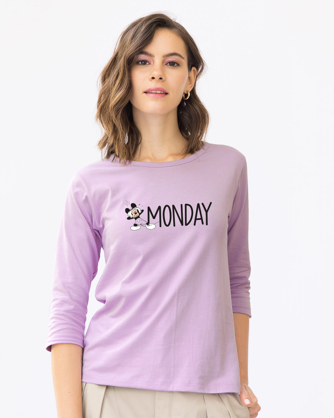 Shop Monday Mickey Round Neck 3/4th Sleeve T-Shirt (DL)-Back