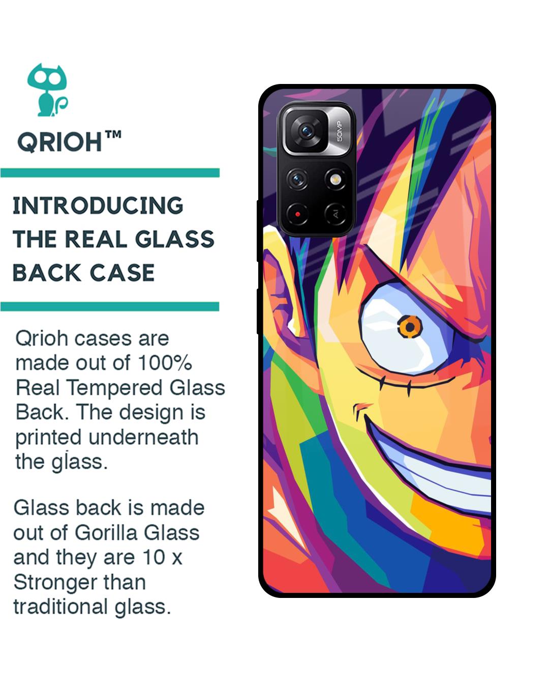 Shop Monkey Wpap Pop Art Premium Glass Case for Redmi Note 11T 5G (Shock Proof,Scratch Resistant)-Back