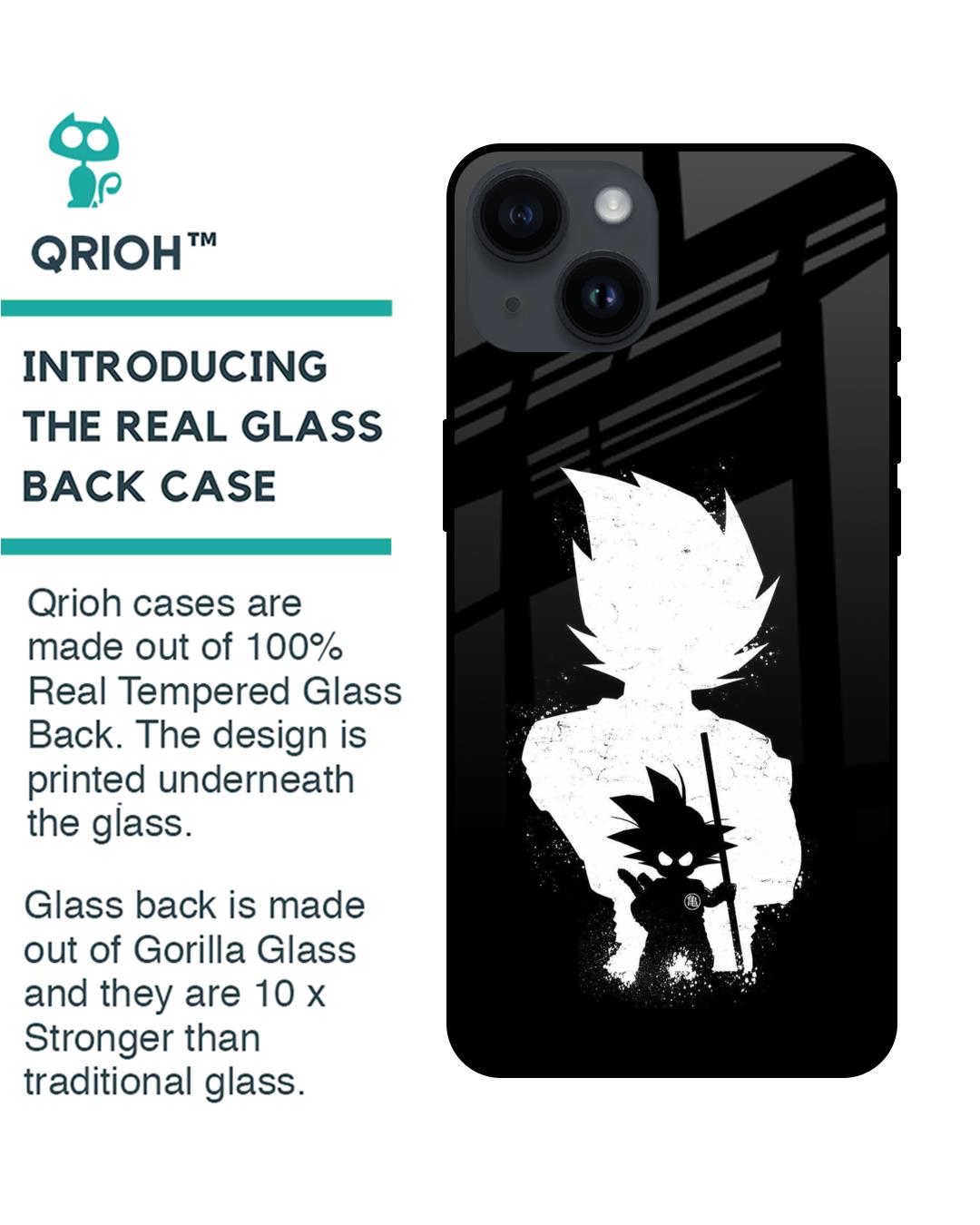 Shop Monochrome Goku Premium Glass Case for Apple iPhone 14 (Shock Proof,Scratch Resistant)-Back