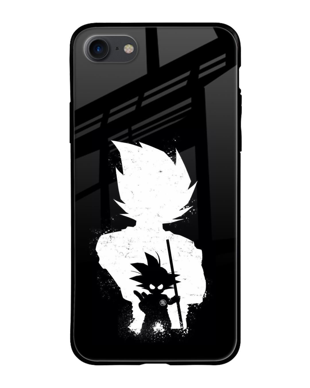 Shop Monochrome Goku Premium Glass Case for Apple iPhone SE 2020 (Shock Proof,Scratch Resistant)-Front