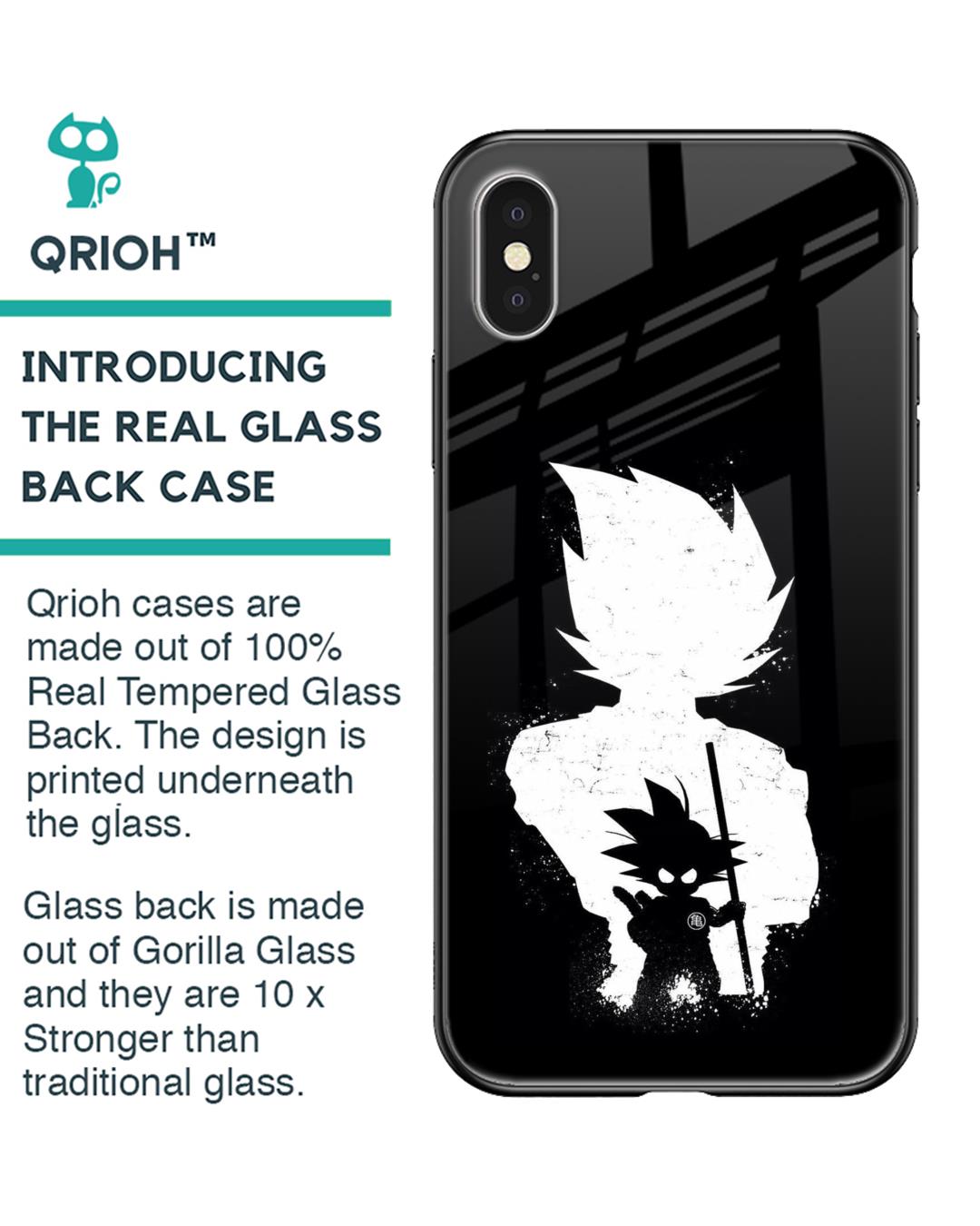 Shop Monochrome Goku Premium Glass Case for Apple iPhone X (Shock Proof,Scratch Resistant)-Back