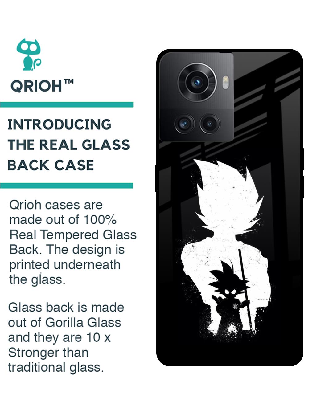 Shop Monochrome Goku Premium Glass Case for Oneplus 10R 5G (Shock Proof,Scratch Resistant)-Back