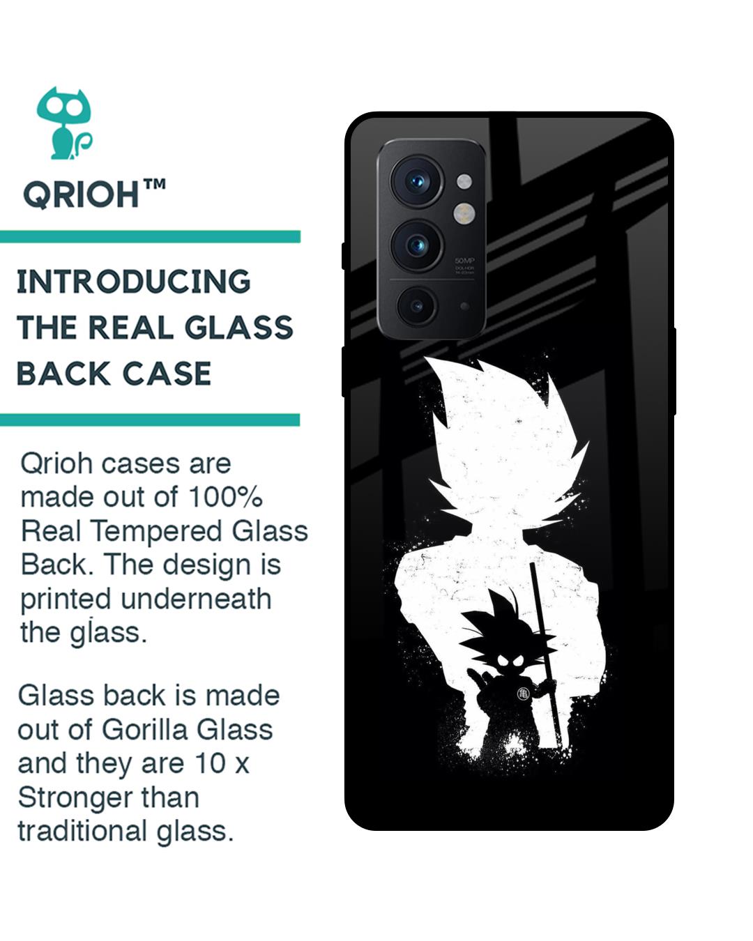 Shop Monochrome Goku Premium Glass Case for OnePlus 9RT 5G (Shock Proof,Scratch Resistant)-Back