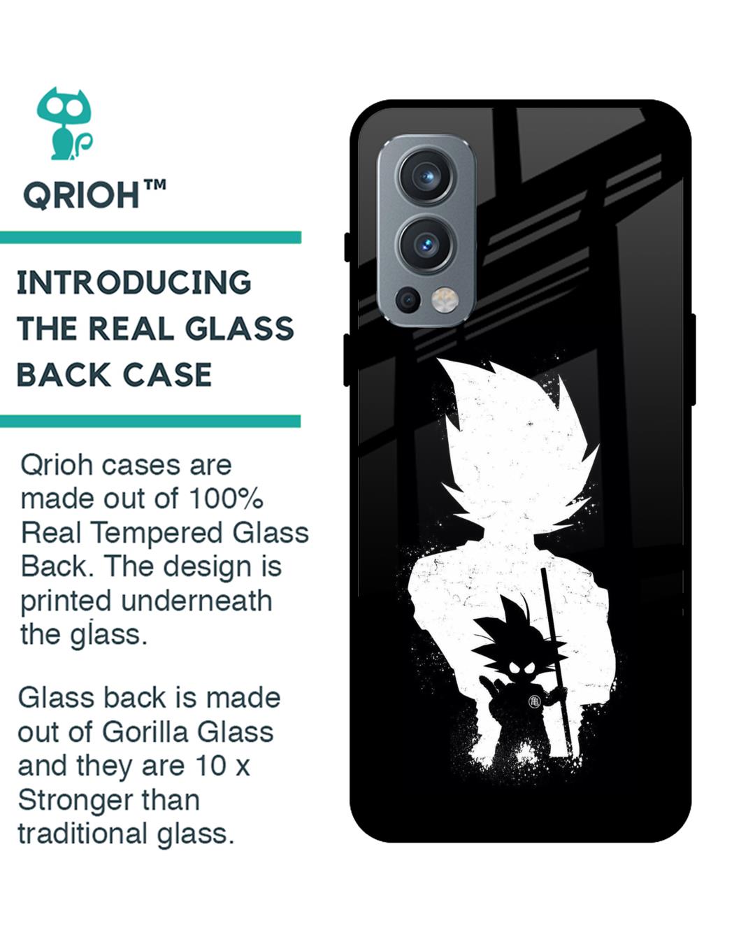 Shop Monochrome Goku Premium Glass Case for OnePlus Nord 2 5G (Shock Proof,Scratch Resistant)-Back