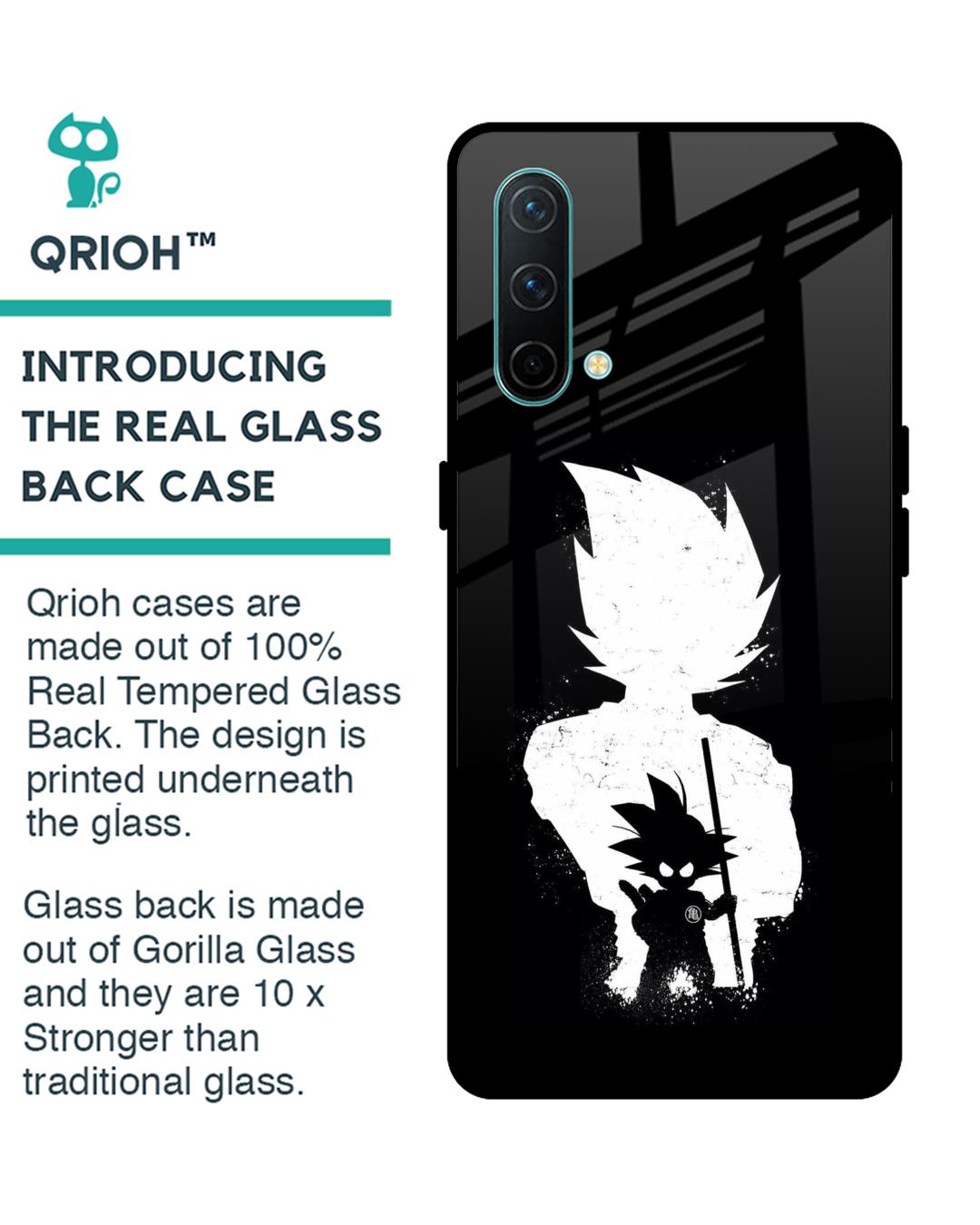 Shop Monochrome Goku Premium Glass Case for OnePlus Nord CE 5G (Shock Proof,Scratch Resistant)-Back