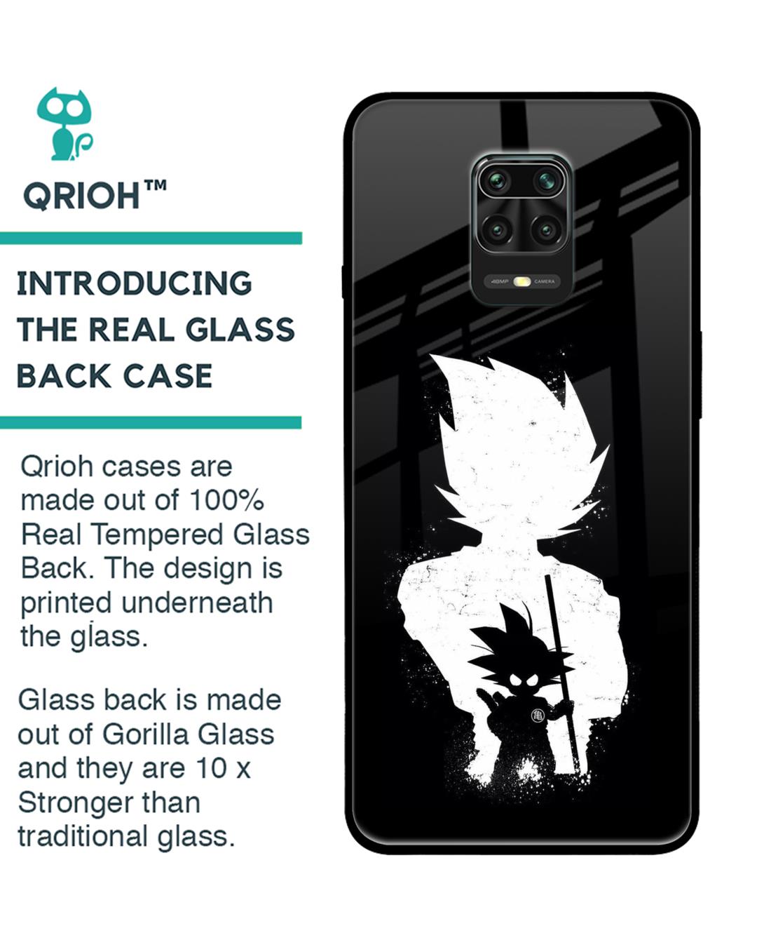 Shop Monochrome Goku Premium Glass Case for Poco M2 Pro (Shock Proof, Scratch Resistant)-Back