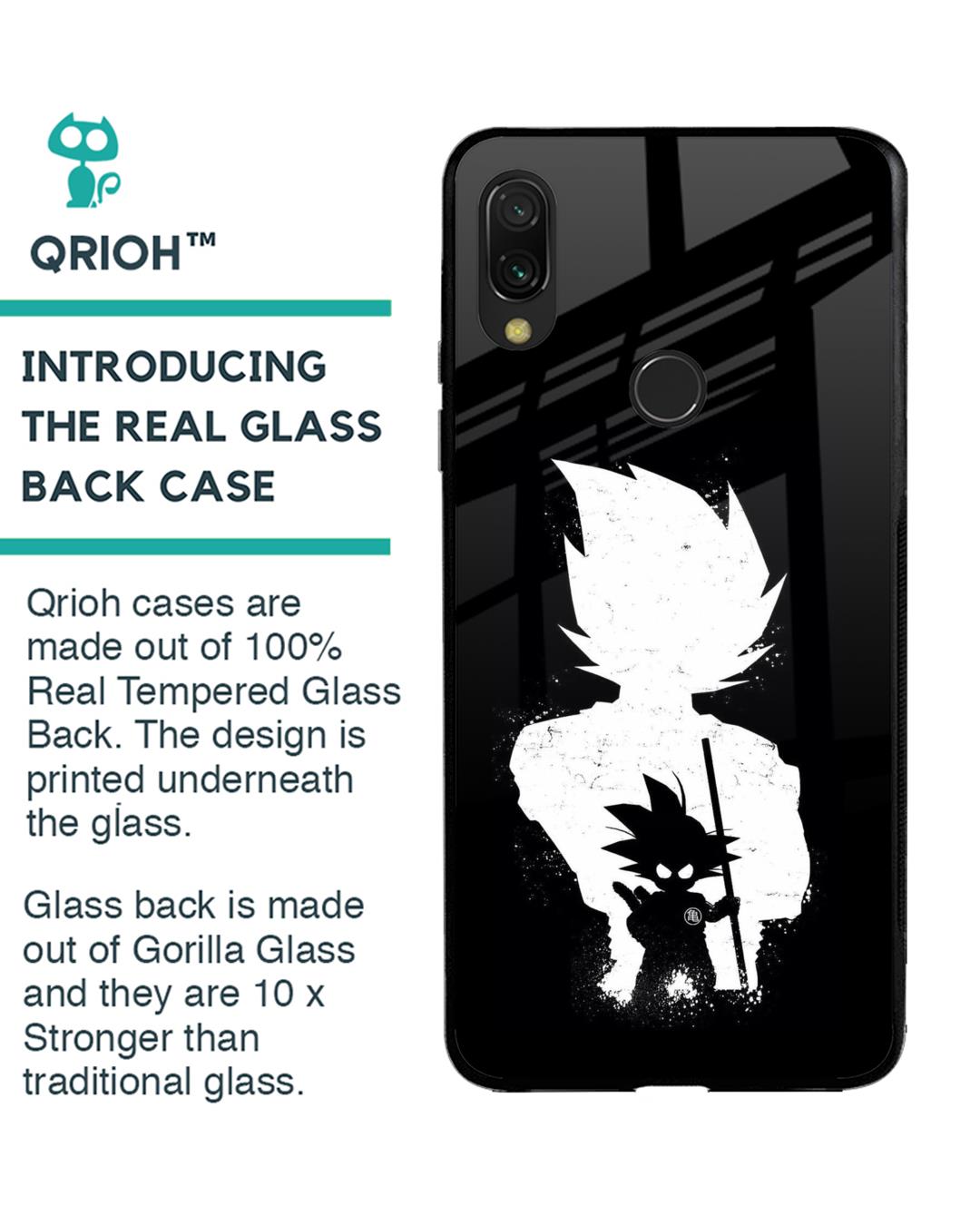 Shop Monochrome Goku Premium Glass Case for Redmi Note 7 Pro (Shock Proof,Scratch Resistant)-Back