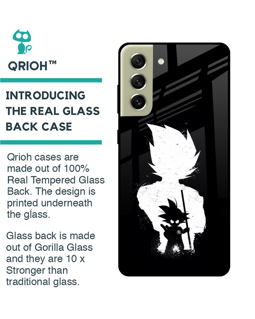 Shop Monochrome Goku Premium Glass Case for Samsung Galaxy S21 FE 5G (Shock Proof,Scratch Resistant)-Back