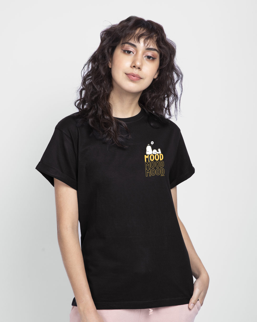 Shop Mood ZZZ Boyfriend T-Shirt (PNTL) Black-Back