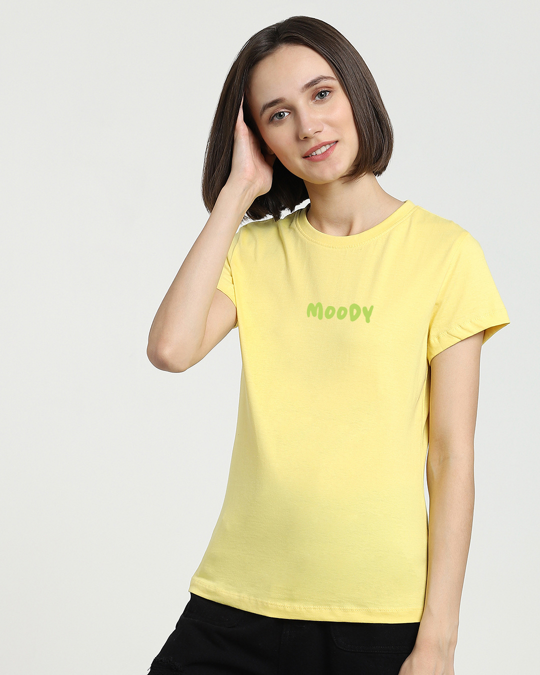 Shop Women's Yellow Moody Graphic Printed T-shirt-Back