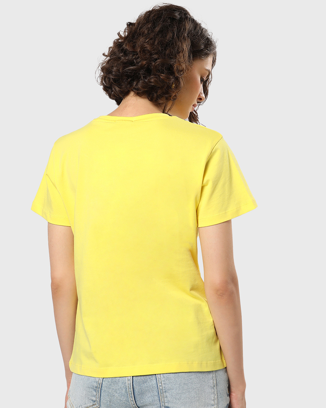 Shop Women's Yellow Moody Moo Graphic Printed T-shirt-Back