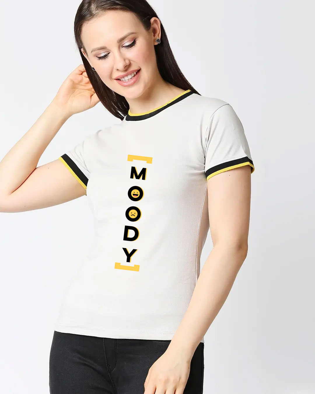 Shop Moody Women's Half Sleeve Printed Rib T-Shirt-Back