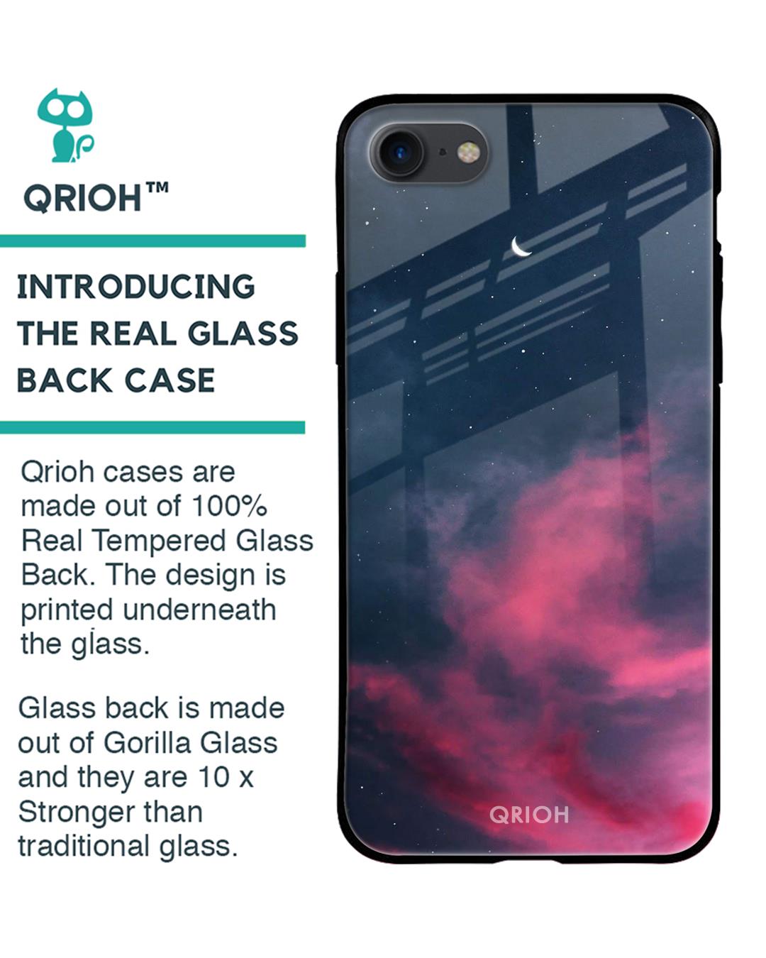 Shop Moon Night Printed Premium Glass Cover For iPhone 8 (Impact Resistant, Matte Finish)-Back