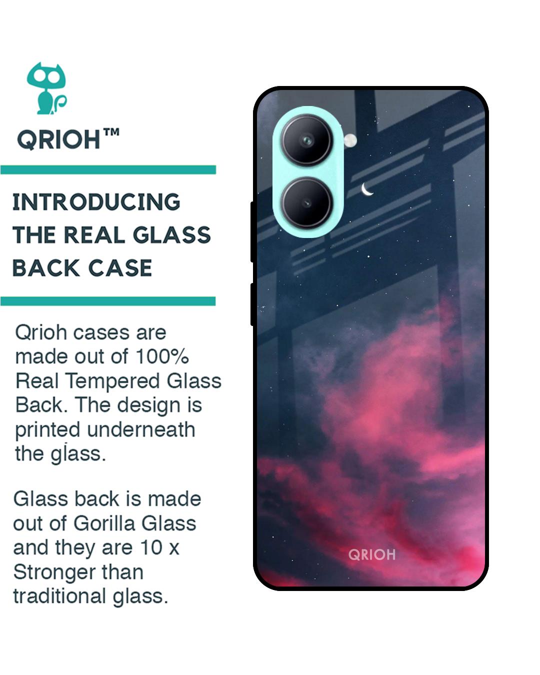 Shop Moon Night Printed Premium Glass Case for Realme C33 (Shock Proof,Scratch Resistant)-Back