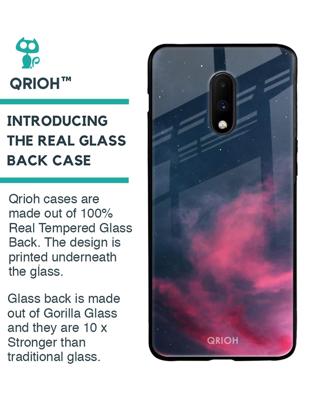 Shop Moon Night Printed Premium Glass Cover For OnePlus 7 (Impact Resistant, Matte Finish)-Back