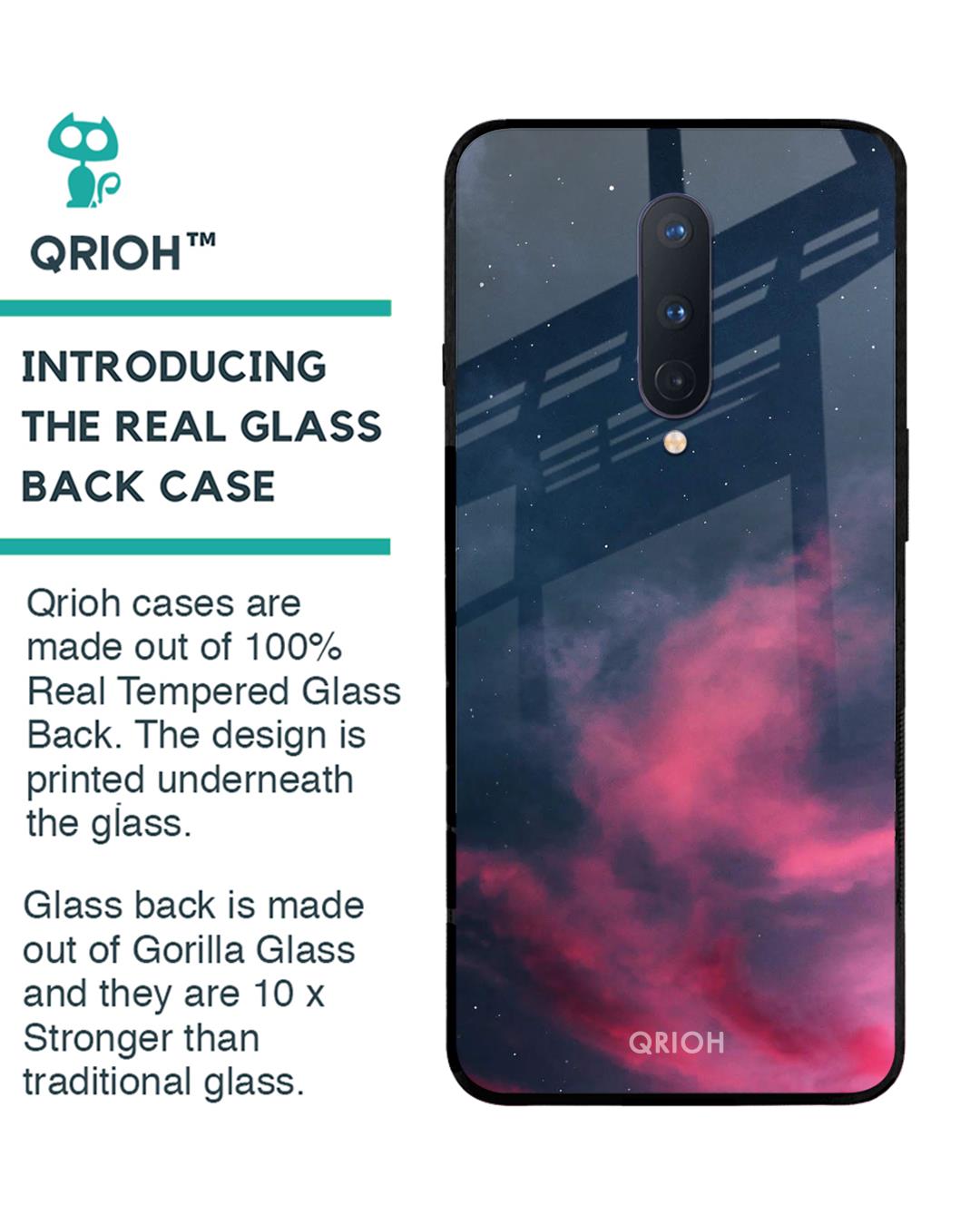 Shop Moon Night Printed Premium Glass Cover For OnePlus 8 (Impact Resistant, Matte Finish)-Back