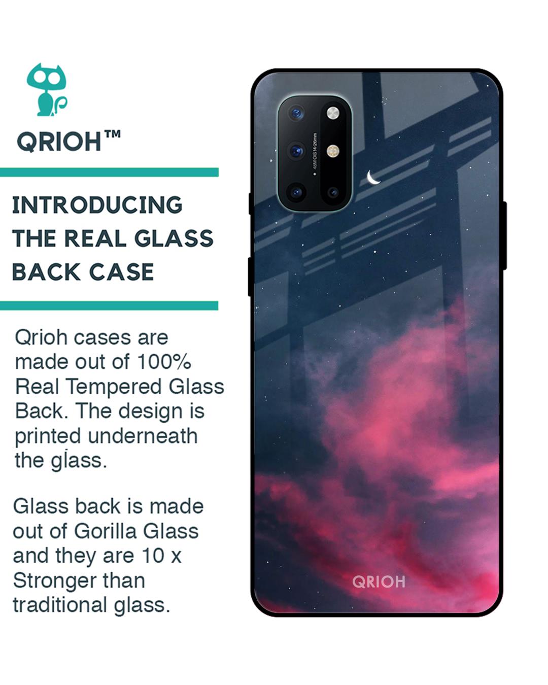 Shop Moon Night Printed Premium Glass Cover For OnePlus 8T (Impact Resistant, Matte Finish)-Back