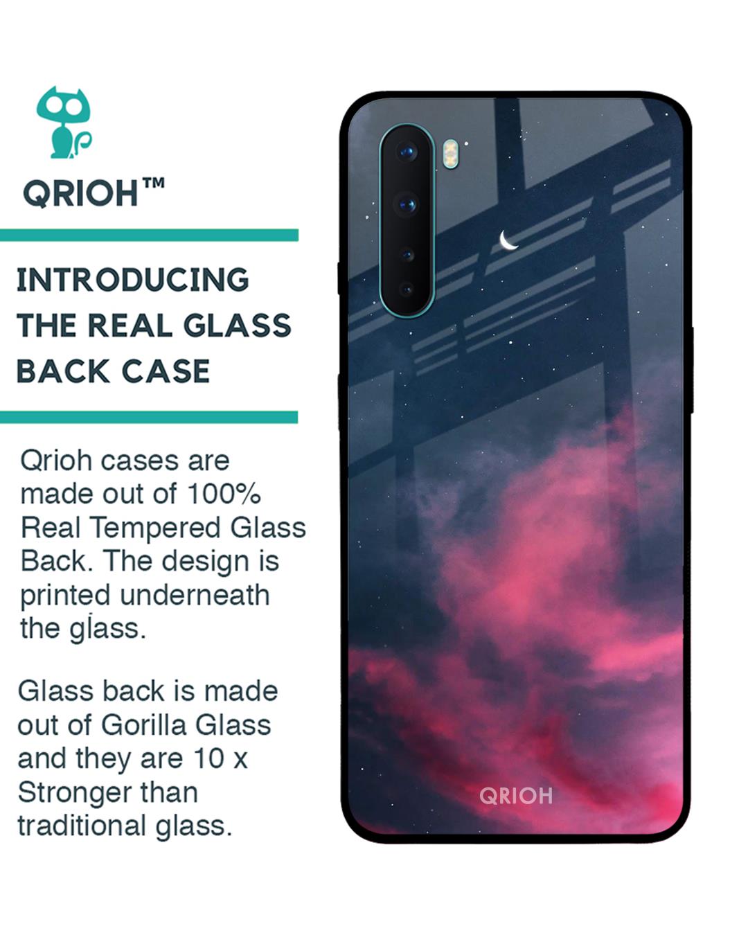 Shop Moon Night Printed Premium Glass Cover For OnePlus Nord (Impact Resistant, Matte Finish)-Back