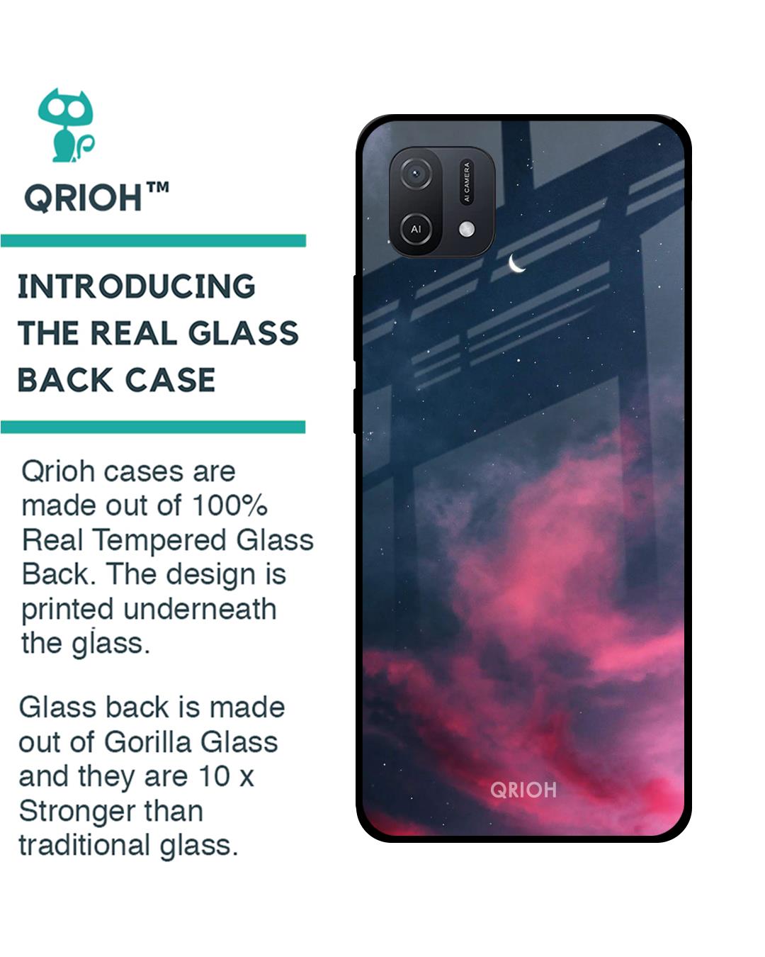 Shop Moon Night Printed Premium Glass Cover For Oppo A16K (Impact Resistant, Matte Finish)-Back