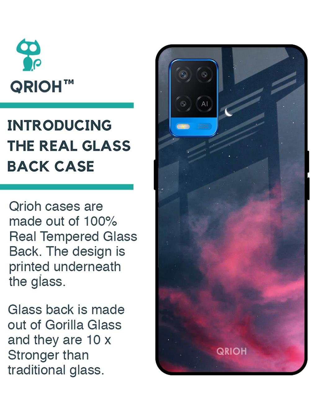 Shop Moon Night Printed Premium Glass Cover For Oppo A54 (Impact Resistant, Matte Finish)-Back