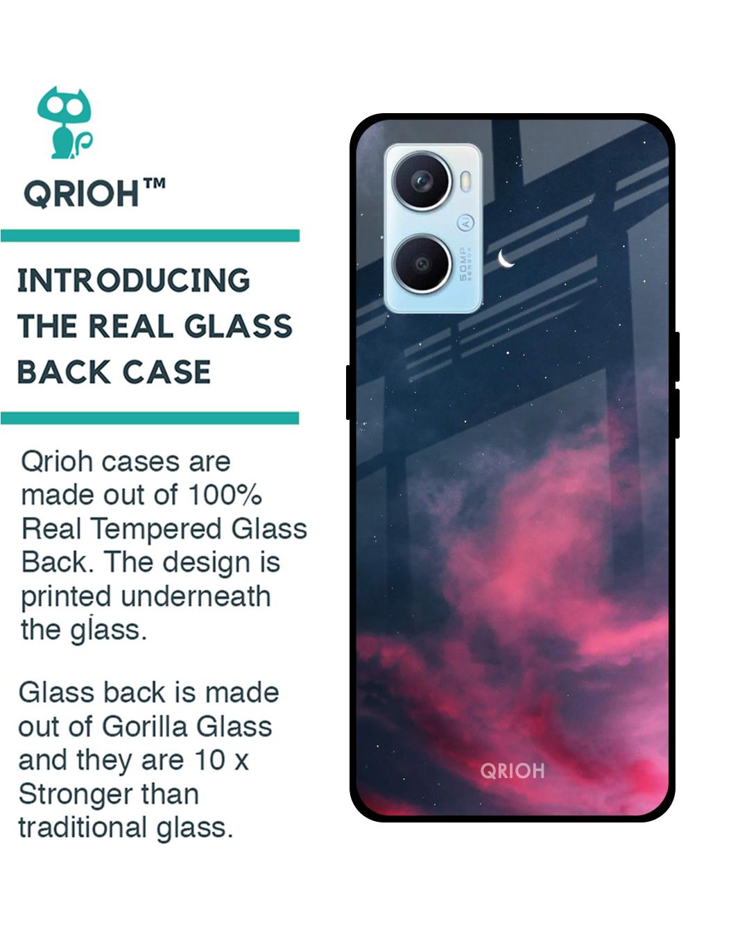 Shop Moon Night Printed Premium Glass Cover For Oppo A96 (Impact Resistant, Matte Finish)-Back