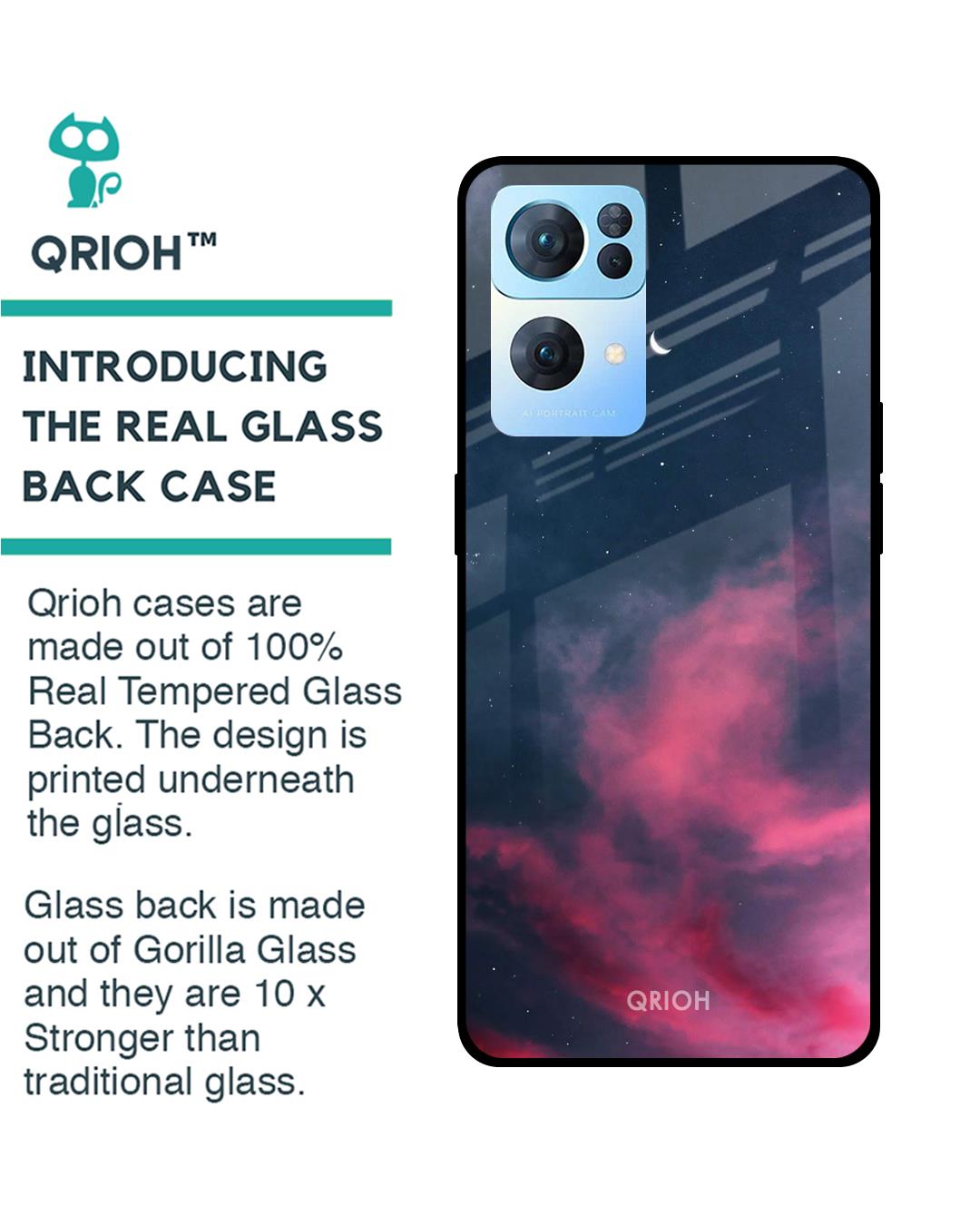 Shop Moon Night Printed Premium Glass Cover For Oppo Reno7 Pro 5G (Impact Resistant, Matte Finish)-Back