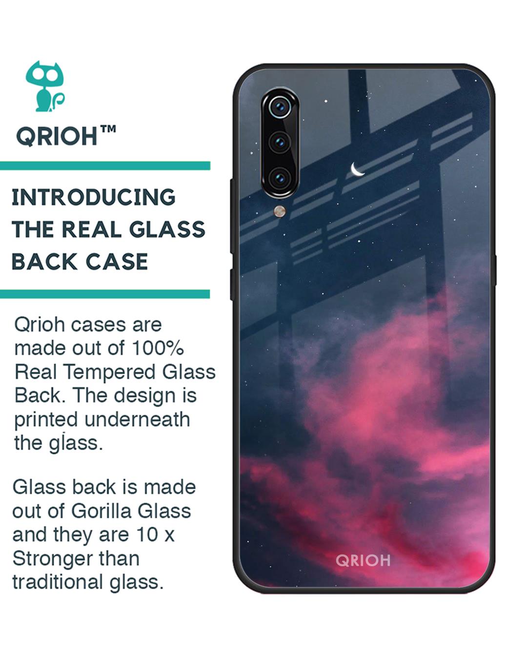 Shop Moon Night Printed Premium Glass Cover For Xiaomi Mi A3 (Impact Resistant, Matte Finish)-Back